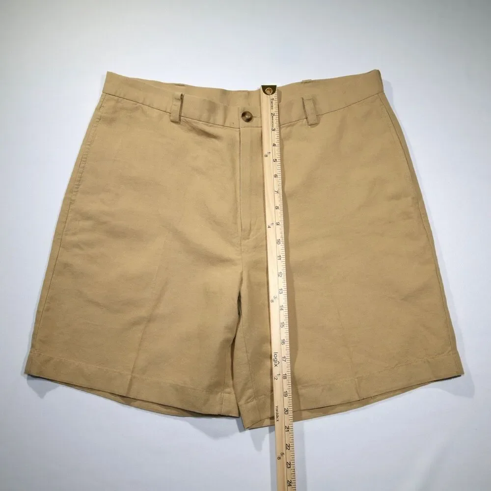 LL Bean Mens 36 Linen Cotton Blend Shorts Flat Front Casual Summer Khaki Tan 8